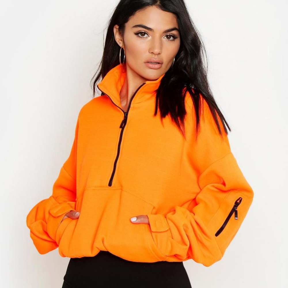 Zip Front Oversized High Neck Sweater